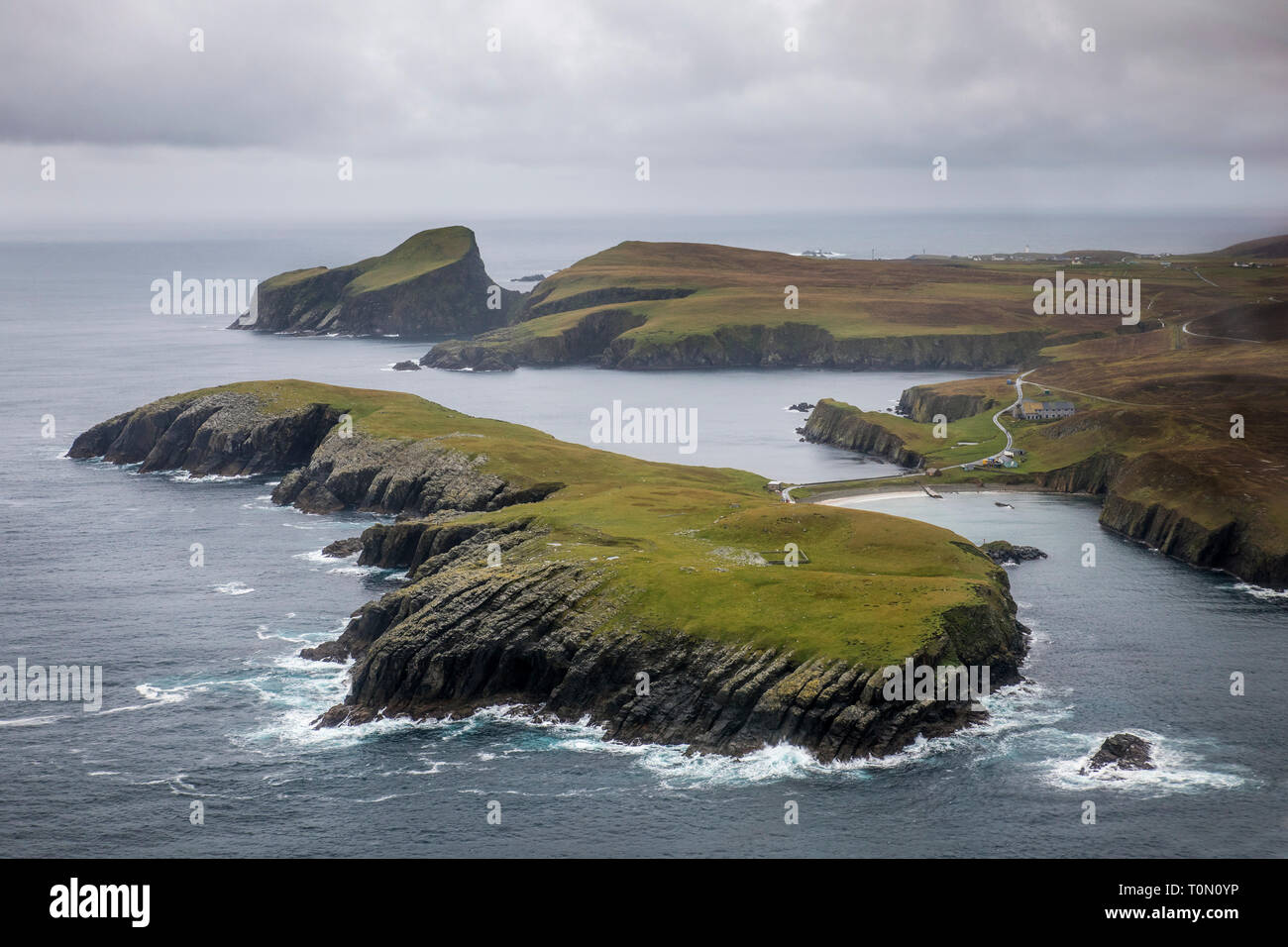 Fair Isle; aus der Luft; Shetland, Großbritannien Stockfoto