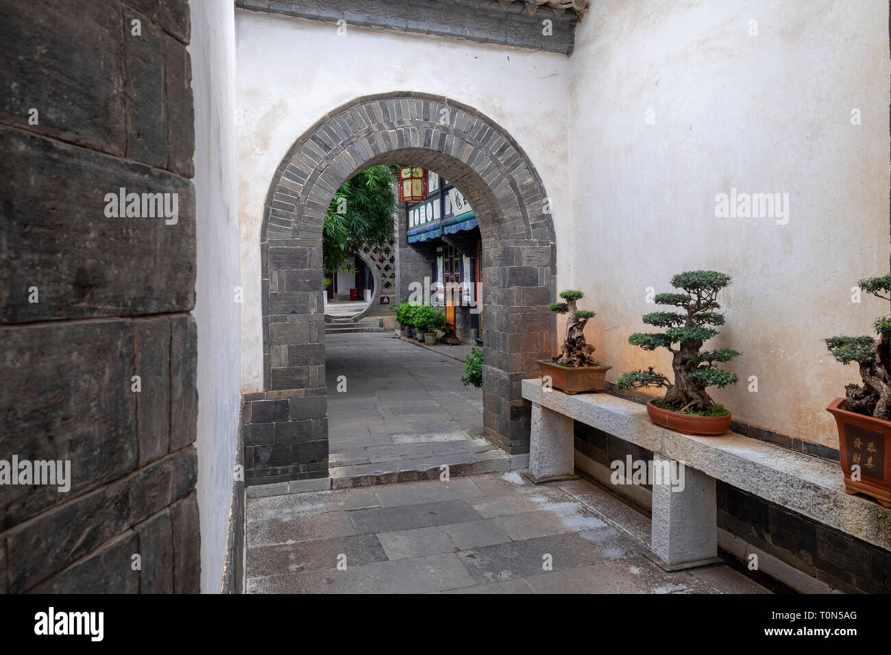 Innenhof, Zhu Family House, Jianshui Alte Stadt, Provinz Yunnan, China Stockfoto