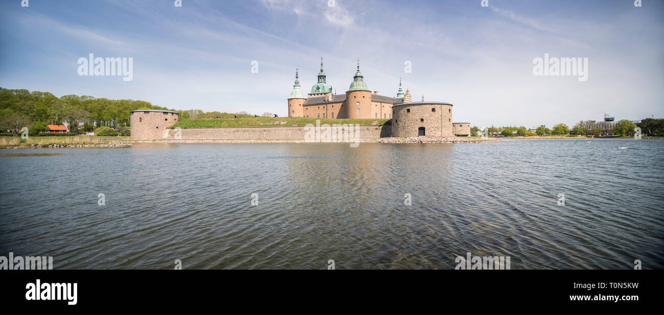 Panoramablick auf das Schloss Kalmar, Kalmar, Smaland, Schweden. Stockfoto