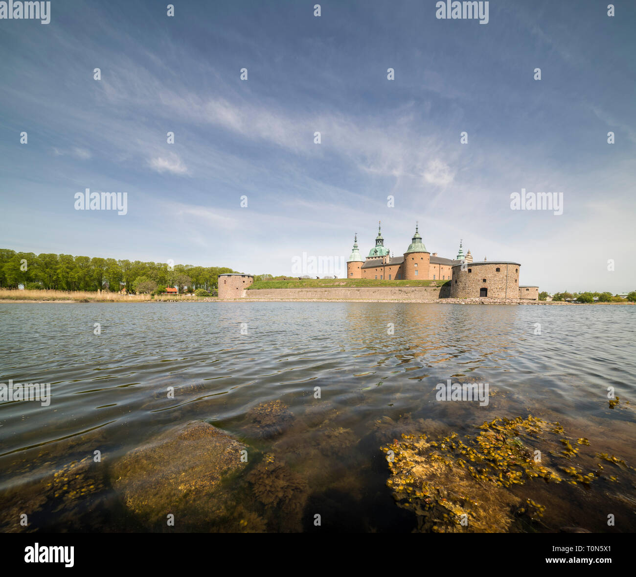 Blick auf das Schloss Kalmar, Kalmar, Smaland, Schweden. Stockfoto
