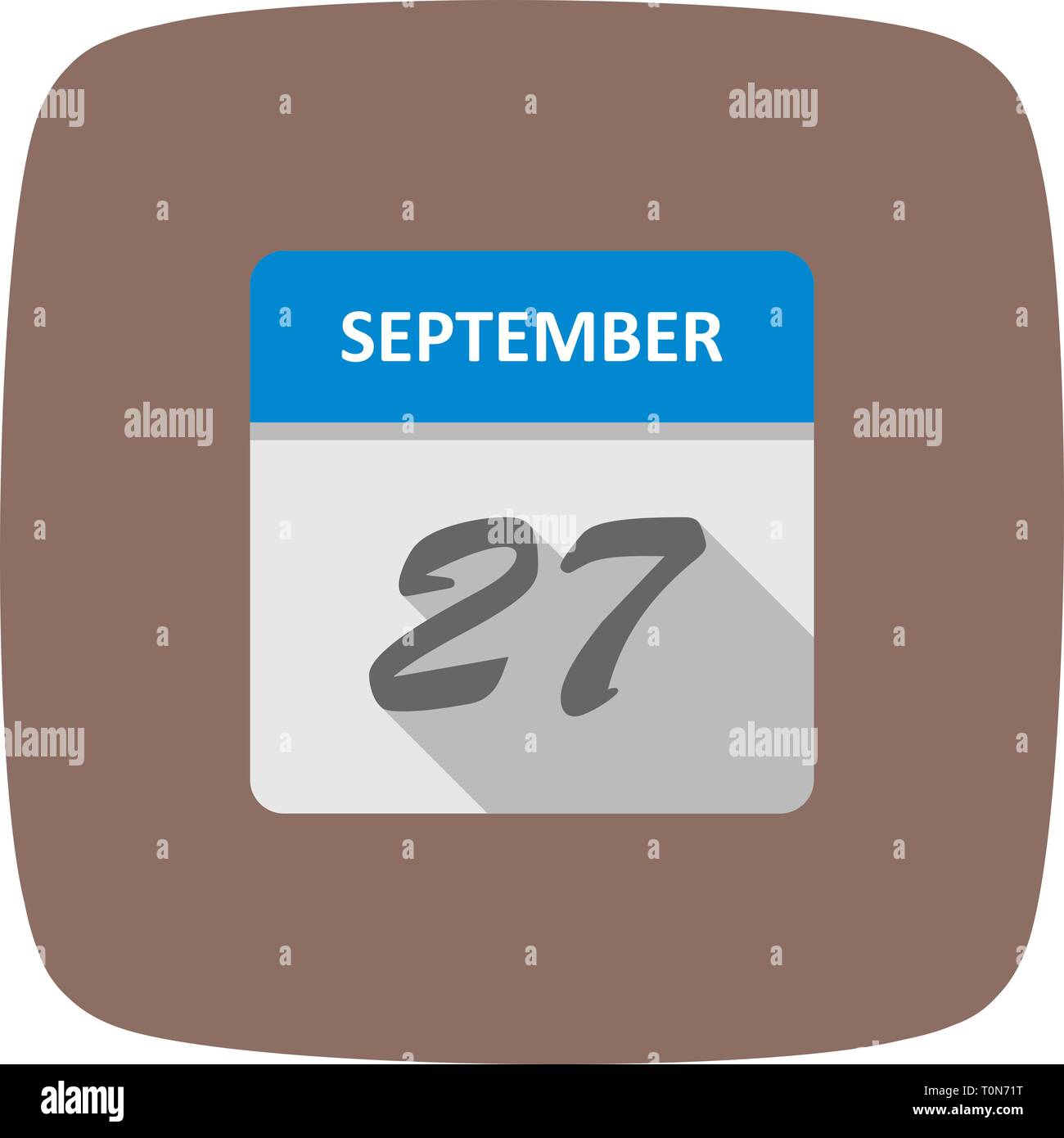 Am 27. September Datum, an einem einzigen Tag Kalender Stockfoto