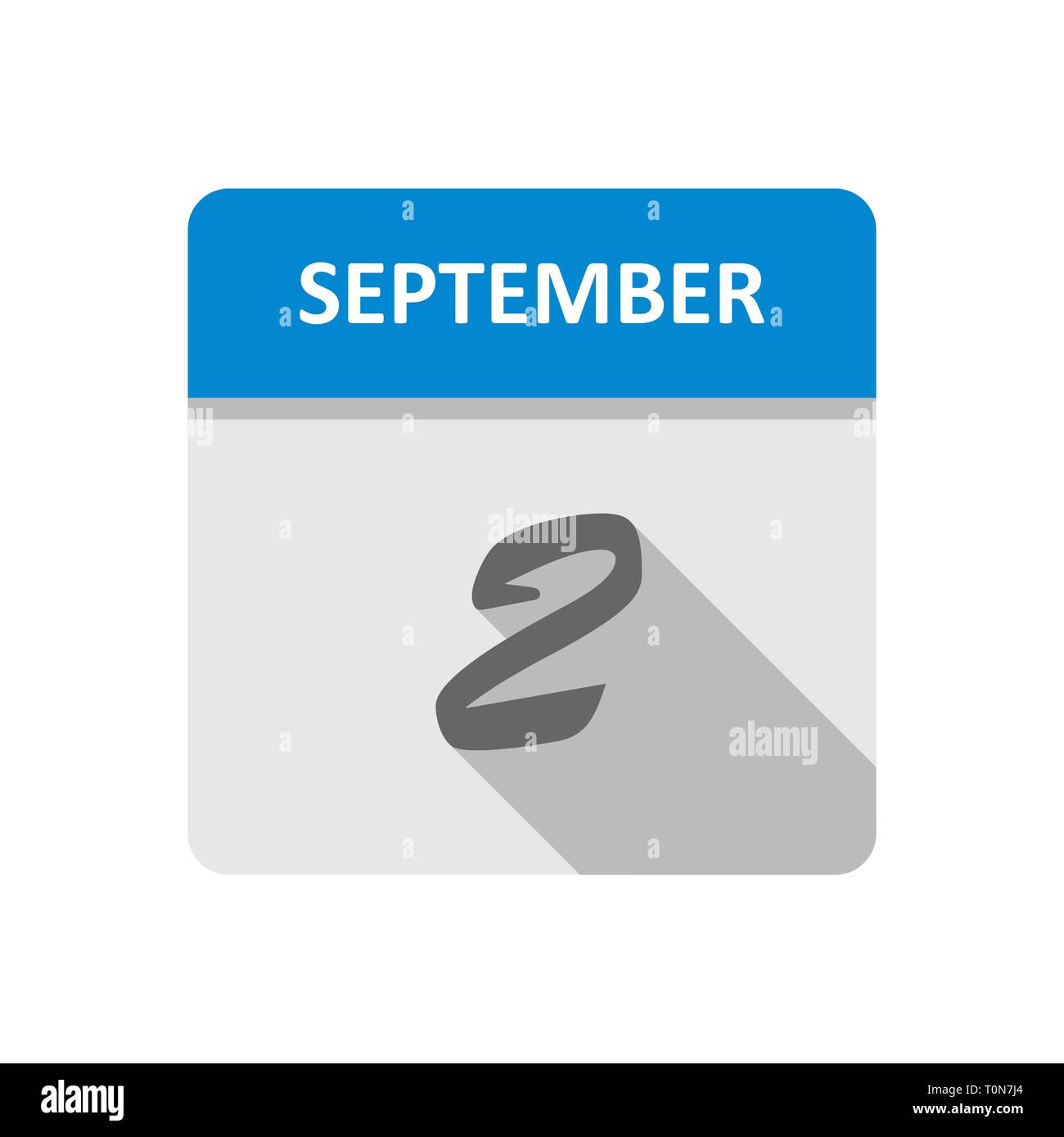 September 2. Datum, an einem einzigen Tag Kalender Stockfoto