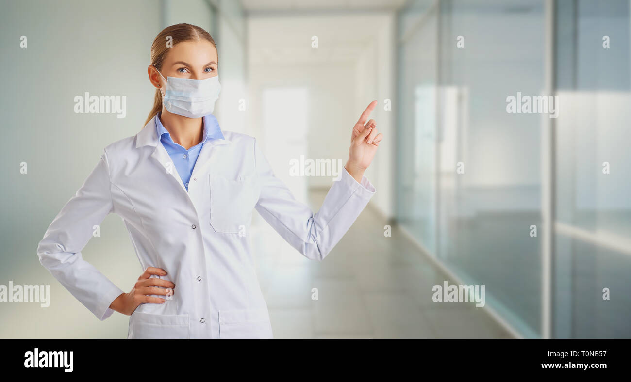 Frau Doktor punkte Hand. Stockfoto