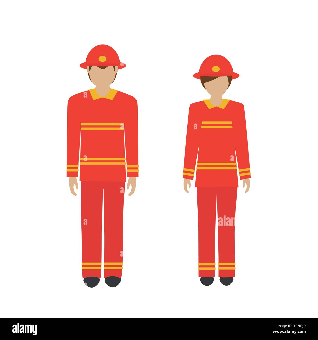 Mann und Frau Charakter Feuerwehrmann in Rot auf weißem Hintergrund Vektor-illustration EPS 10 isoliert Stock Vektor
