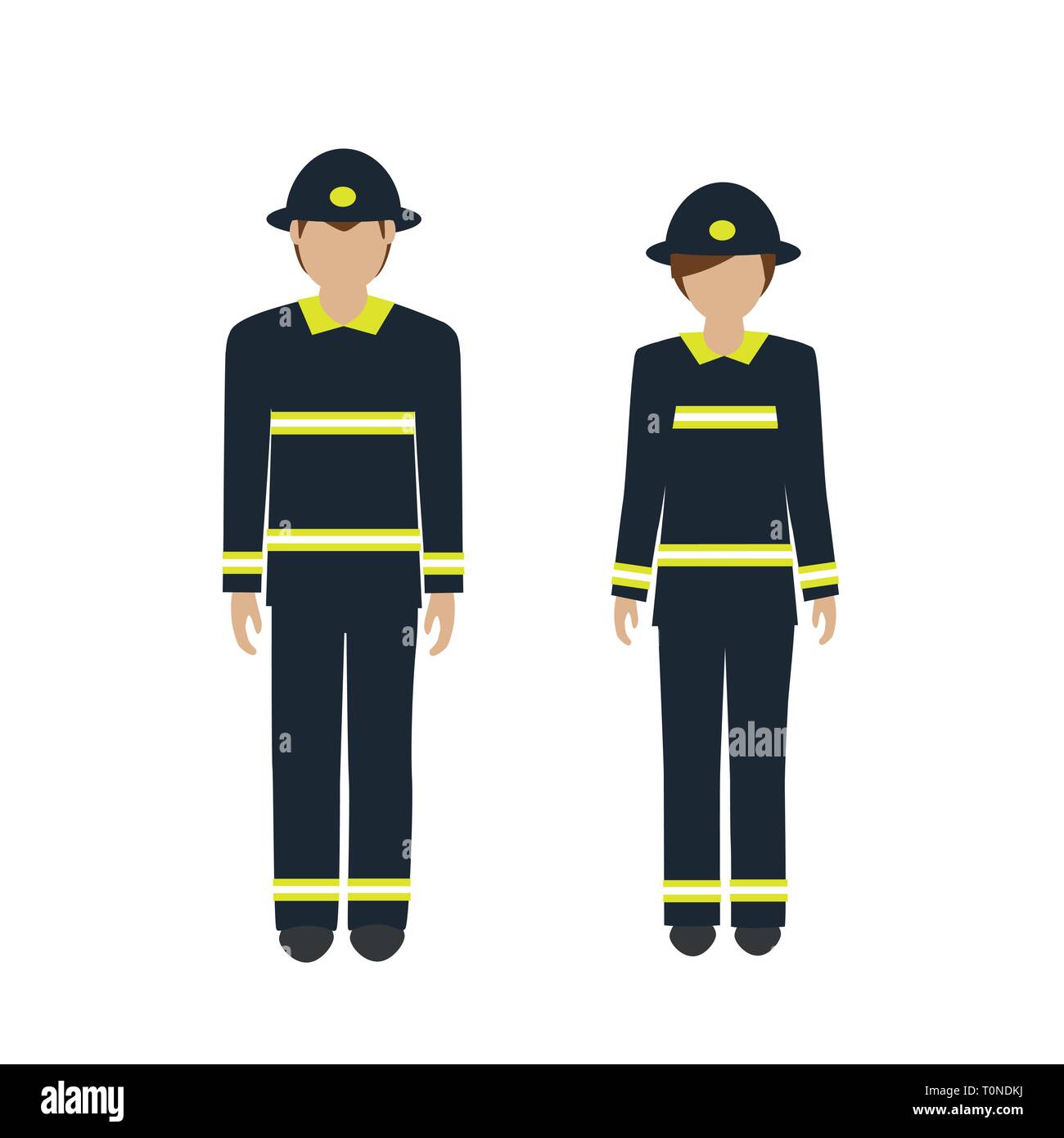 Mann und Frau Charakter Feuerwehrmann auf weißem Hintergrund Vektor-illustration EPS 10 isoliert Stock Vektor