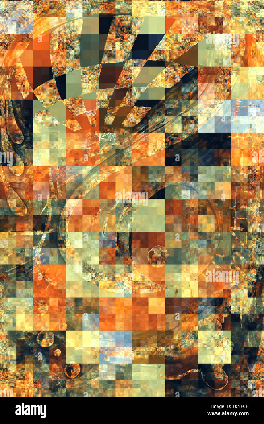 Muster von Vierecken Abstract in warmen und kühlen Farben Stockfoto