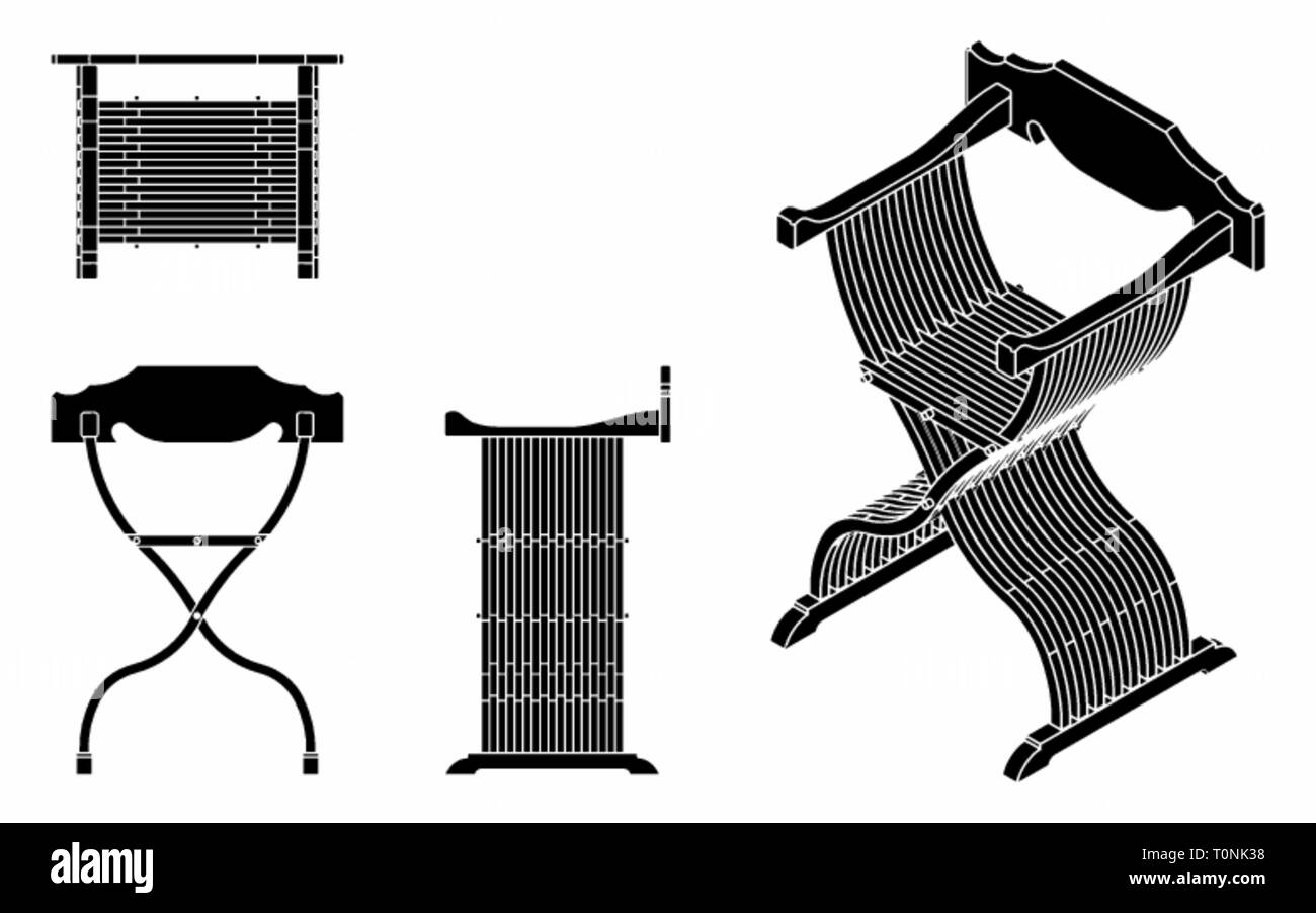 Römische Sitz schwarz füllen. Stock Vektor