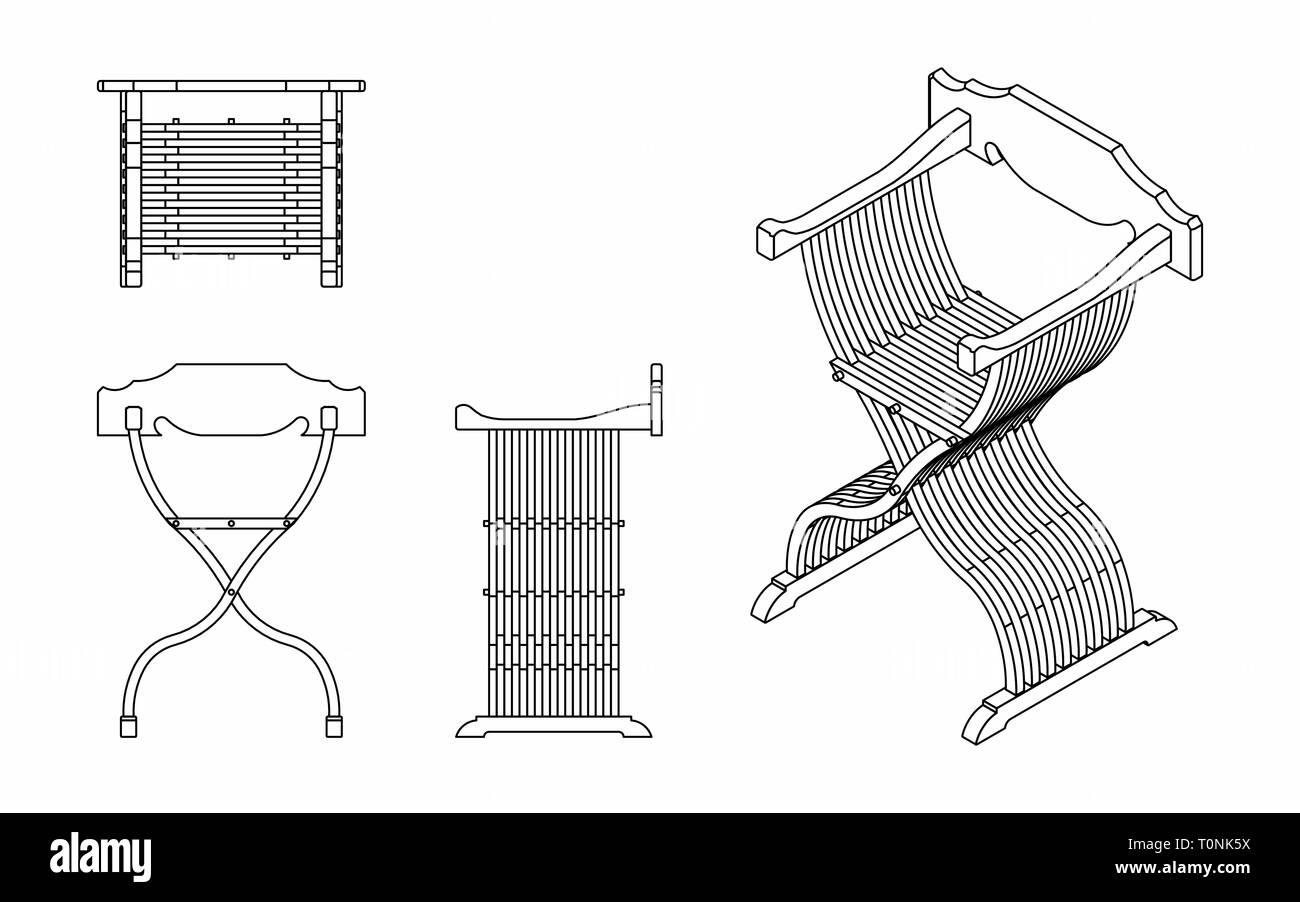 Römische sitz Umrisse nur Stock Vektor