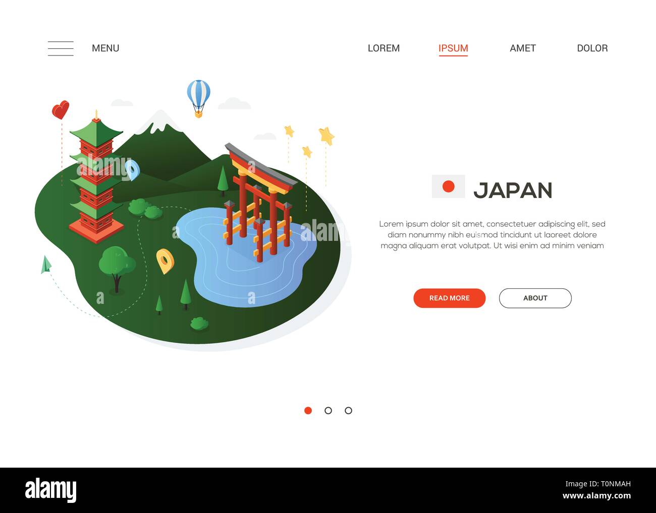 Besuchen Sie Japan - Moderne bunte isometrische Web Banner Stock Vektor