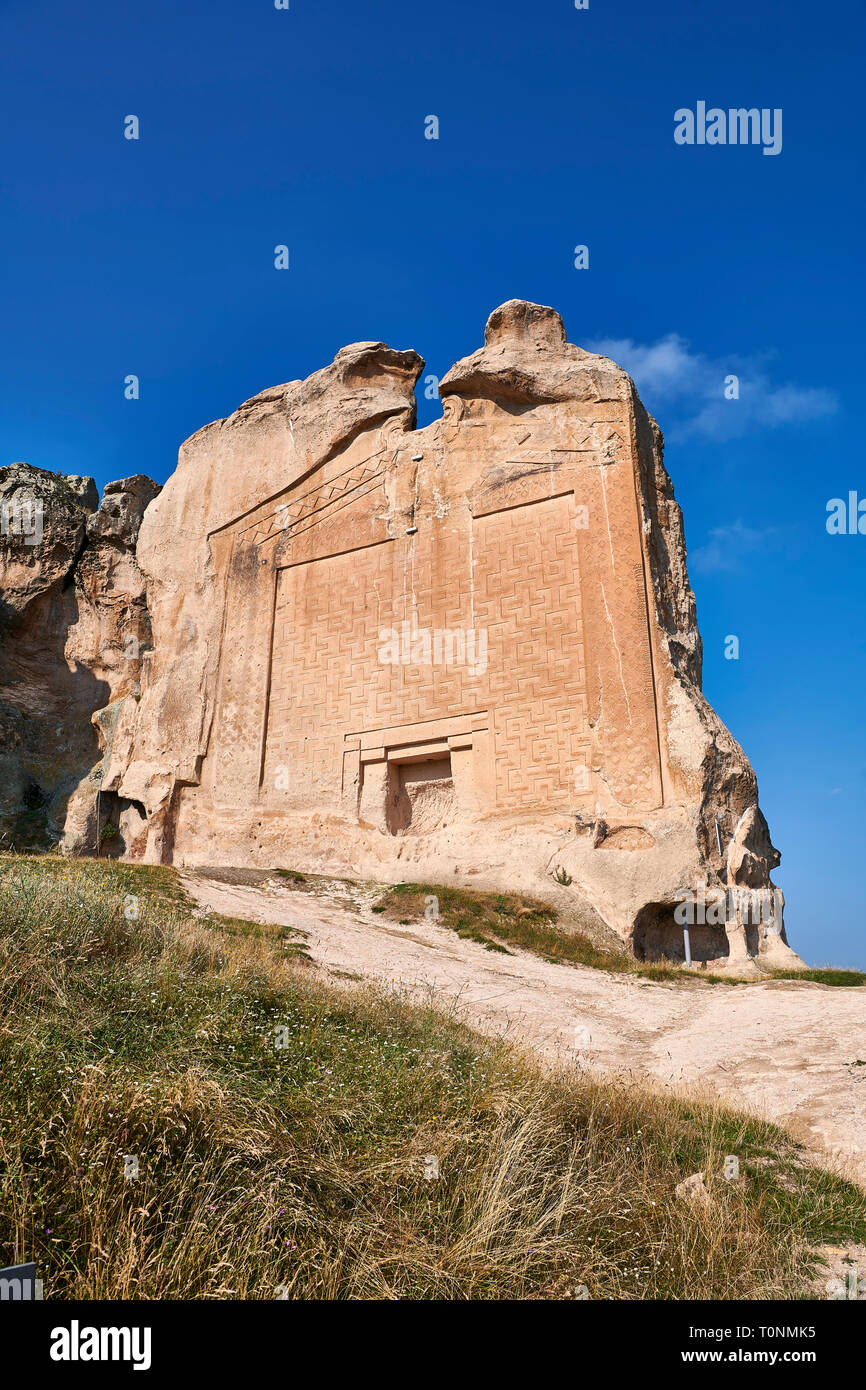 Die PHRYGISCHE rock Denkmal bekannt als Yazilikaya, (Rock) geschrieben. 8., 9. und 6. Jahrhundert v. Chr.. Midas Stadt, Yazilikaya, Eskisehir, Türkei. Dies ist Stockfoto