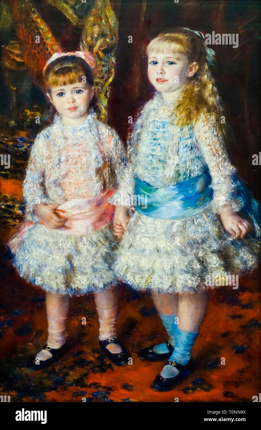 Pierre Auguste Renoir, Rosa und Blau, Portrait Malerei, 1881 Stockfoto