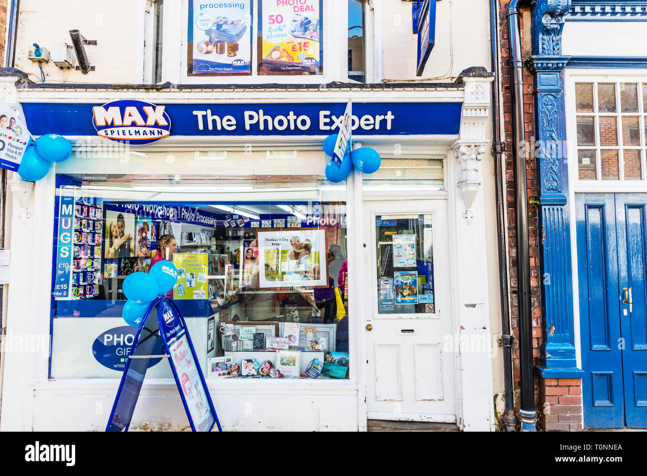 Max Spielmann, max Spielmann Shop, Max Spielmann Store, Foto shop, Fotobearbeitung, Max Spielmann High Street Store, Max Spielmanns, UK, Shop, Zeichen Stockfoto