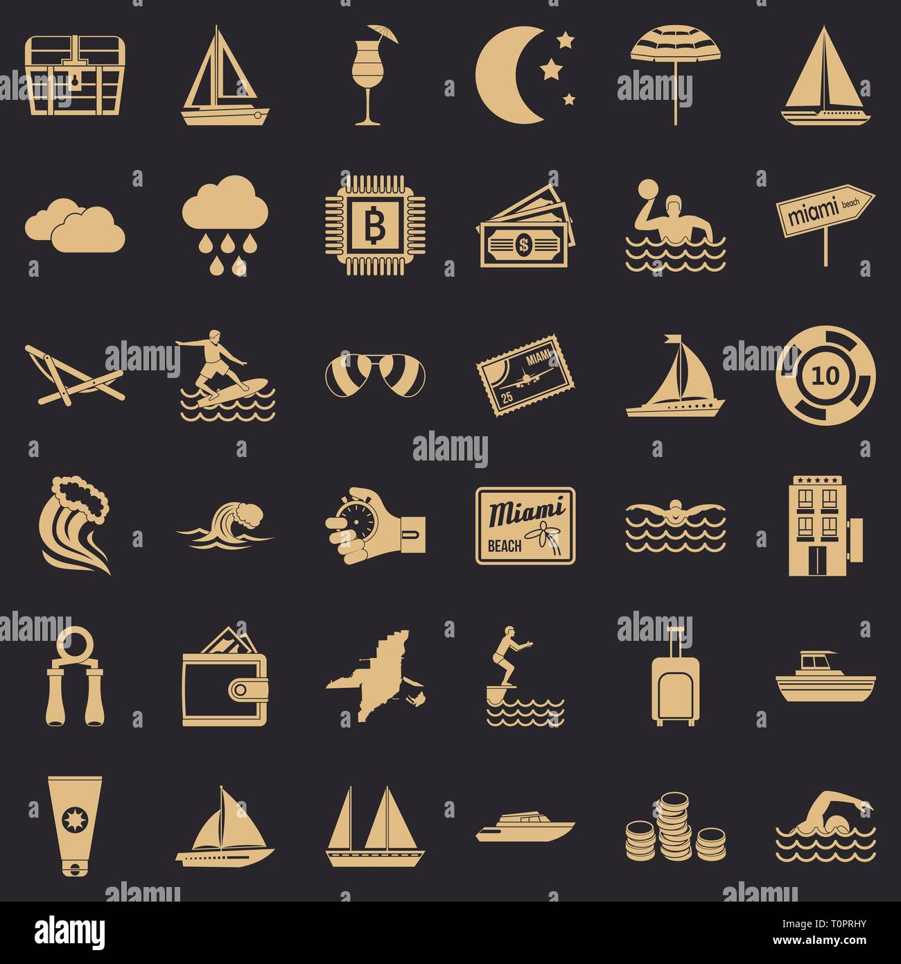 Regenwasser Symbole gesetzt, einfachen Stil Stock Vektor