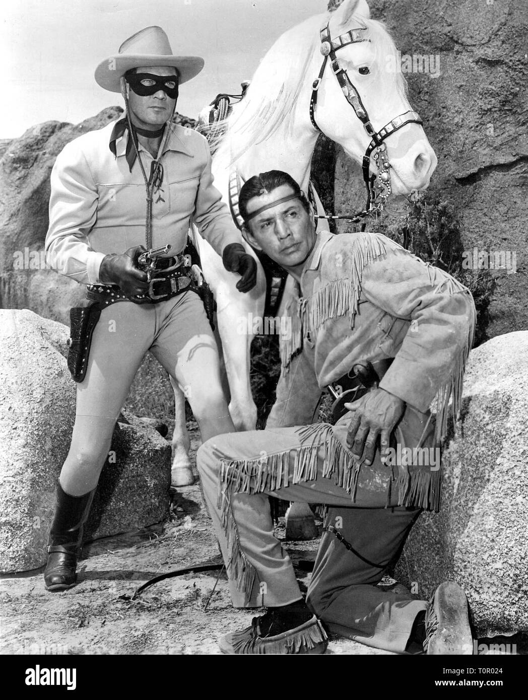 Clayton Moore Lone Ranger von 1949-1951 und 1954-1957 auf die TV-Serie mit dem gleichen Namen und zwei verbundenen Filme vom gleichen Hersteller. Quelle: Hollywood Foto Archiv/MediaPunch Stockfoto