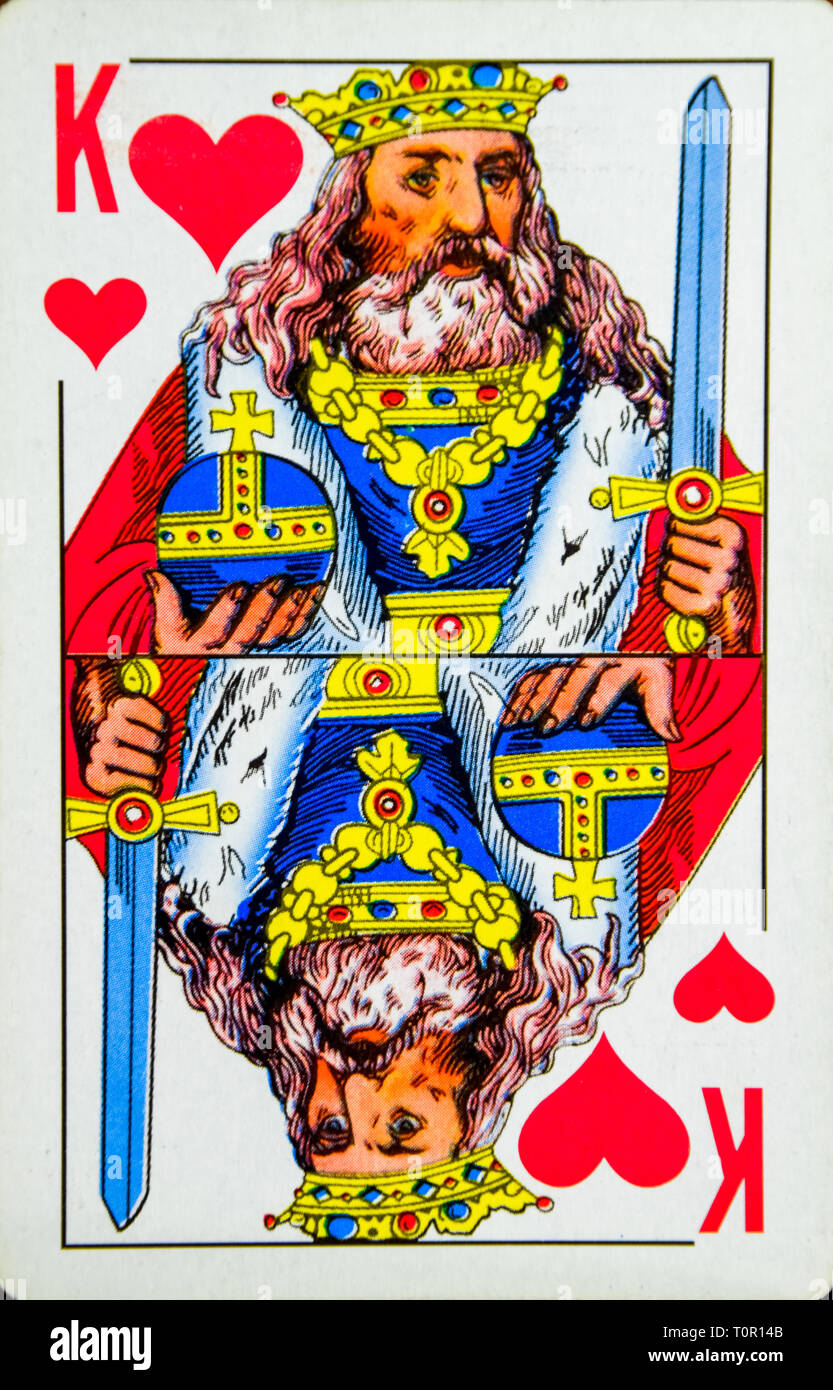 Spielkarten Kartenspiel König der Herzen Stockfoto