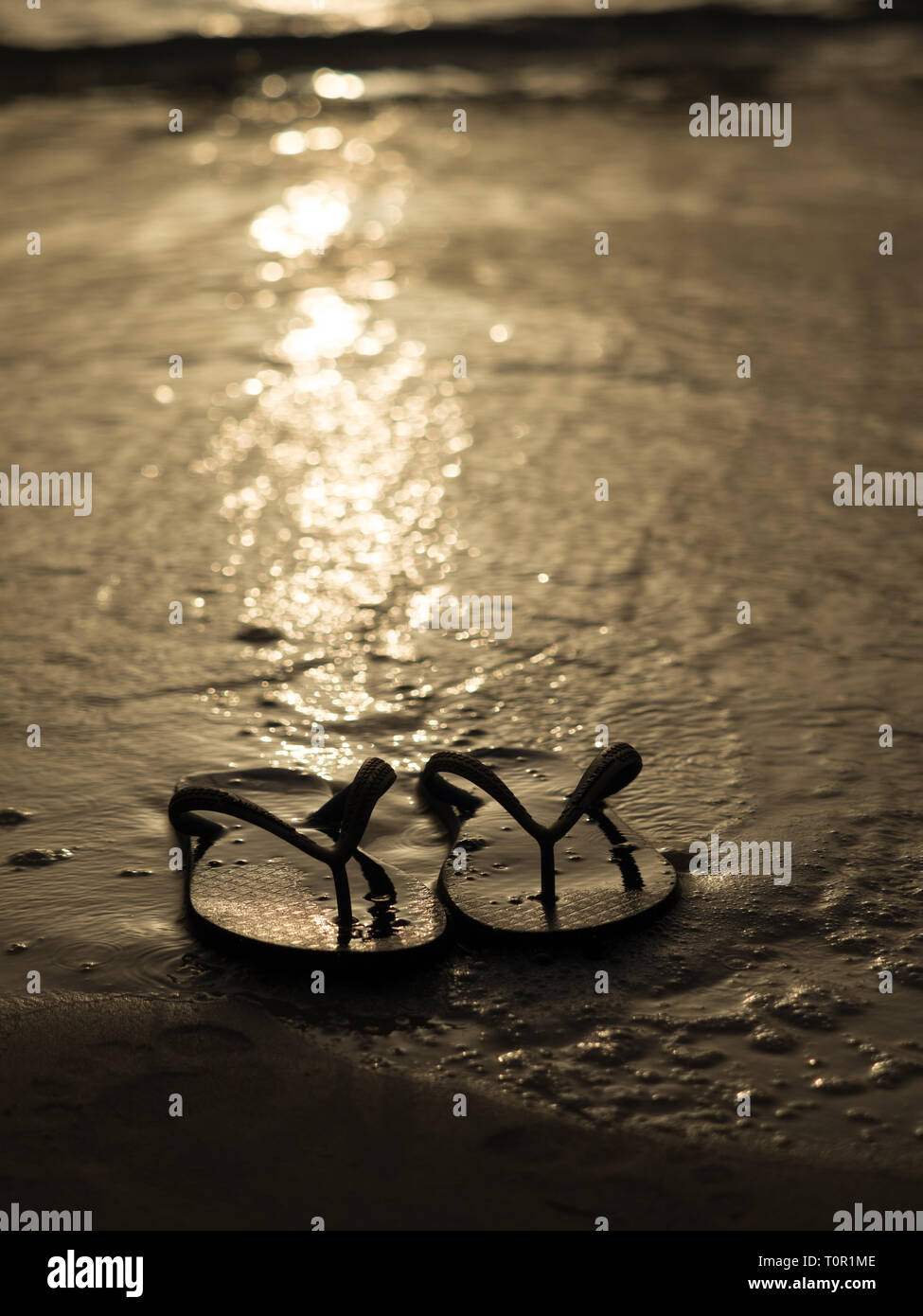 Sunset Flip Flops Stockfoto