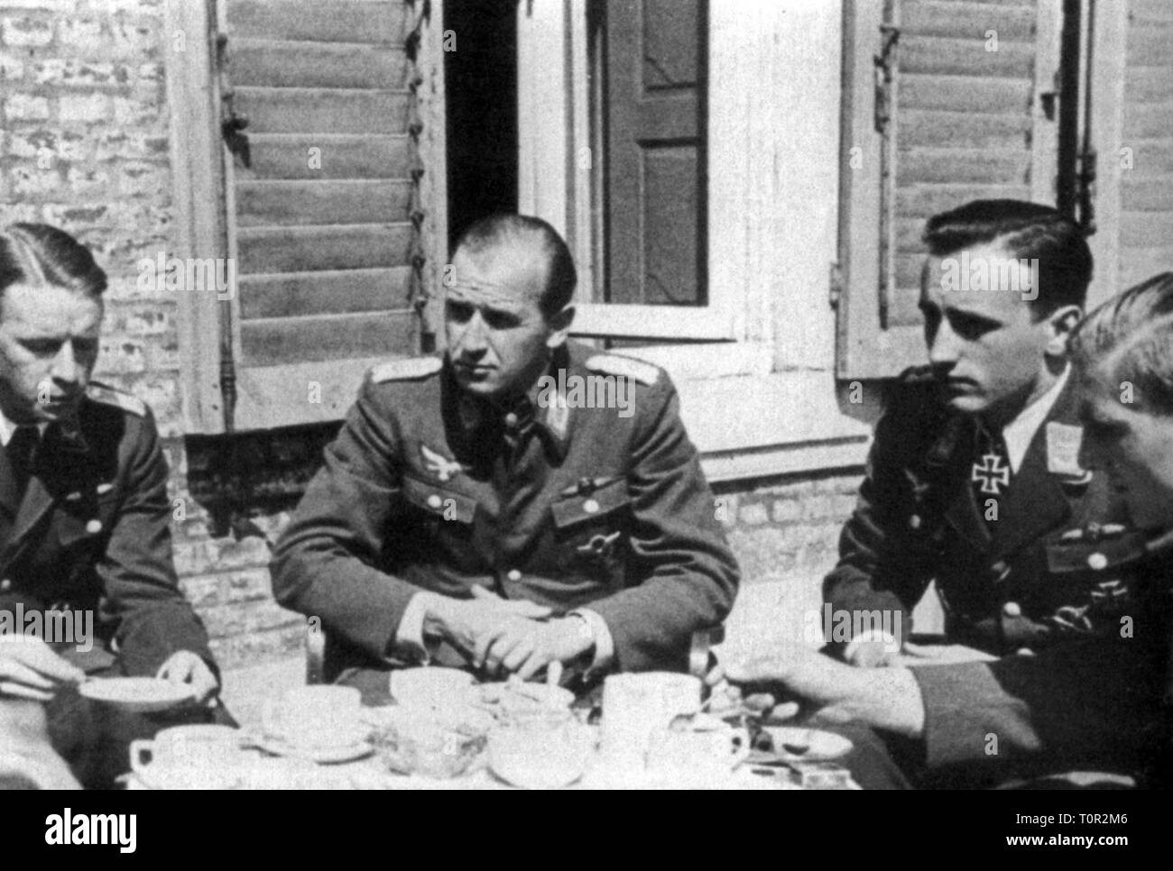 Veranstaltungen, Zweiten Weltkrieg/Weltkrieg, Luftkrieg, Personen, die Offiziere der Nachtjagdgeschwader 1 (Night Fighter - Flügel 1), fltr: NIP, Werner Streib, Heinz-Wolfgang Schnaufer, 1944, Additional-Rights - Clearance-Info - Not-Available Stockfoto