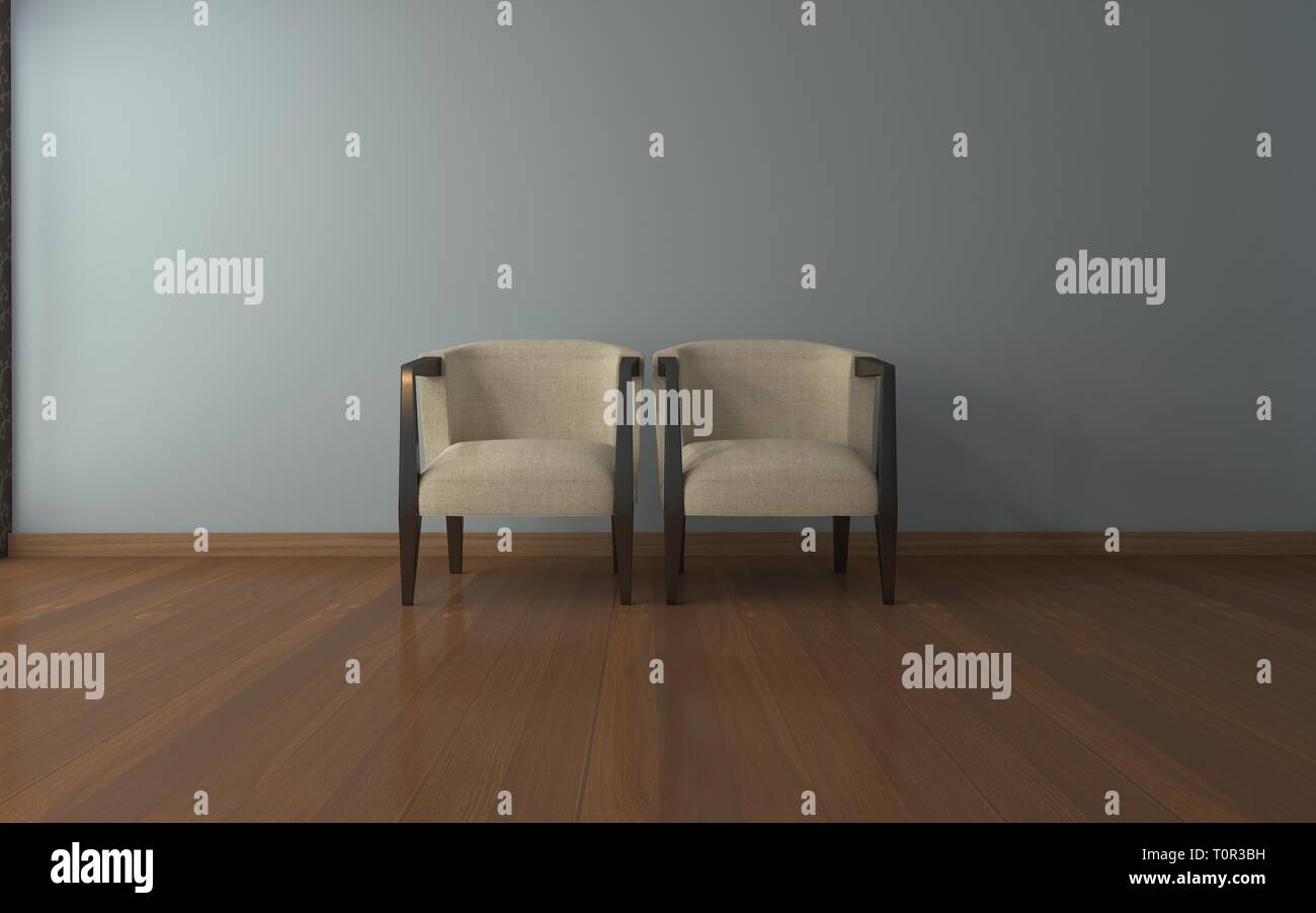 Realistische Mockup von Wohnzimmer Inerior Stockfoto