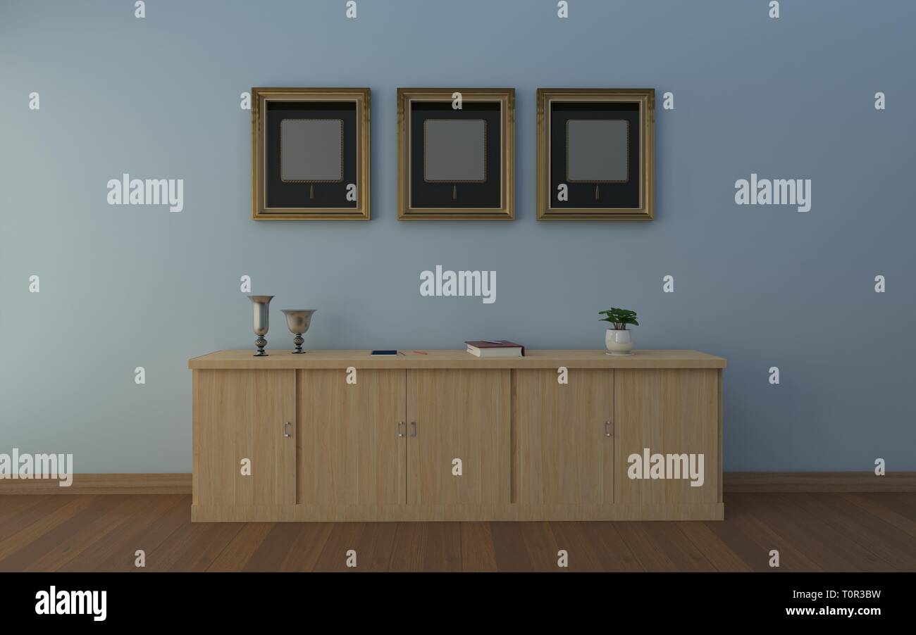Realistische Mockup von Wohnzimmer Inerior Stockfoto