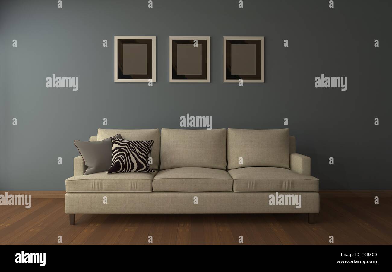 Realistische Mockup von Wohnzimmer Inerior Stockfoto