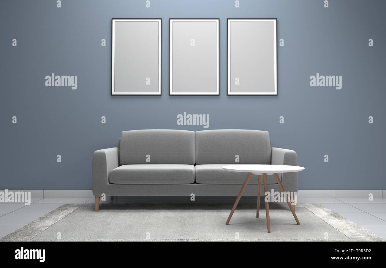 Realistische Mockup von Wohnzimmer Inerior Stockfoto