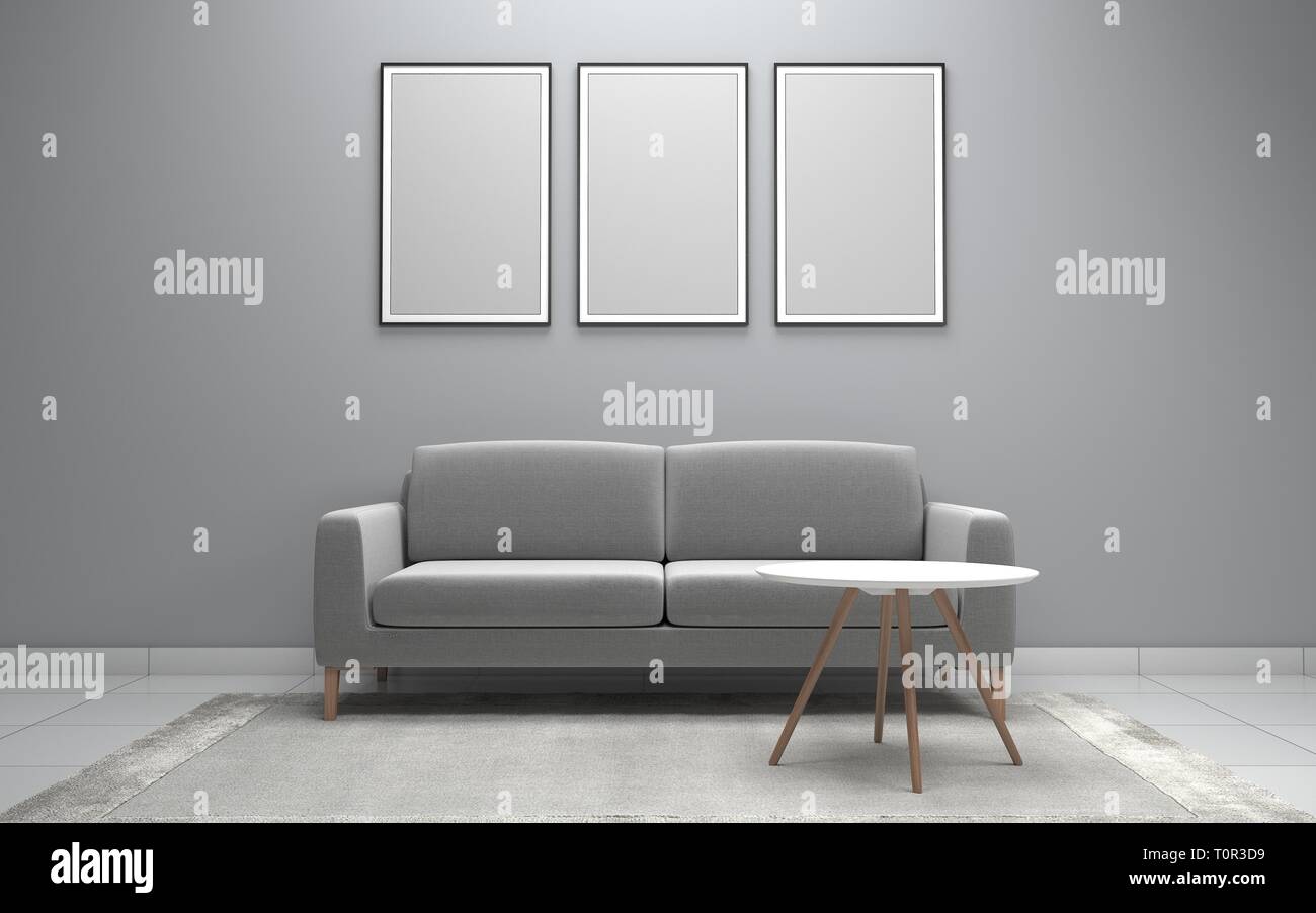 Realistische Mockup von Wohnzimmer Inerior Stockfoto