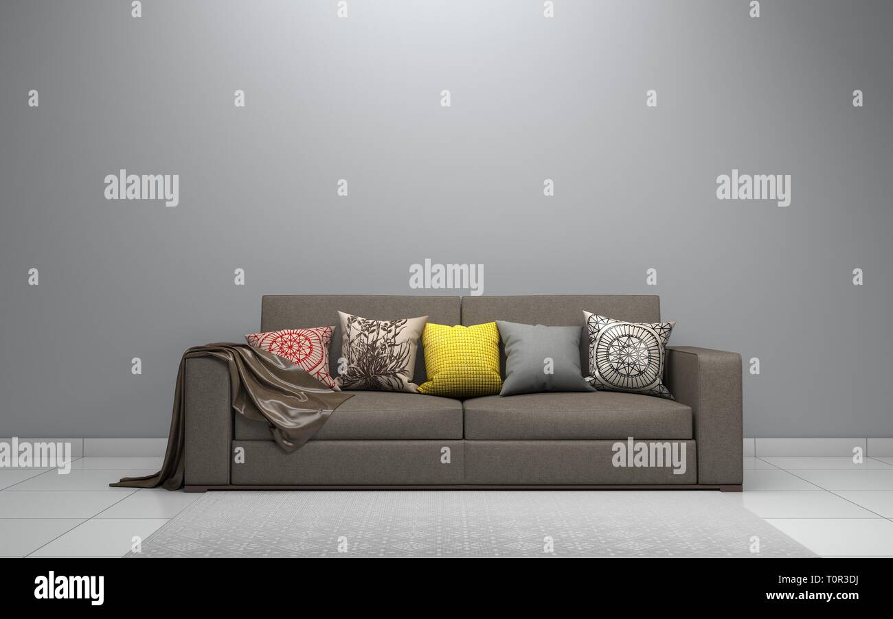 Realistische Mockup von Wohnzimmer Inerior Stockfoto