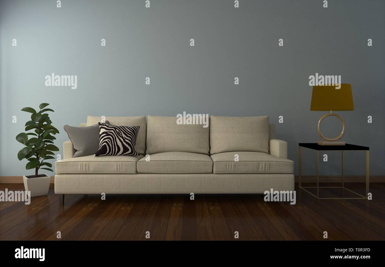 Realistische Mockup von Wohnzimmer Inerior Stockfoto
