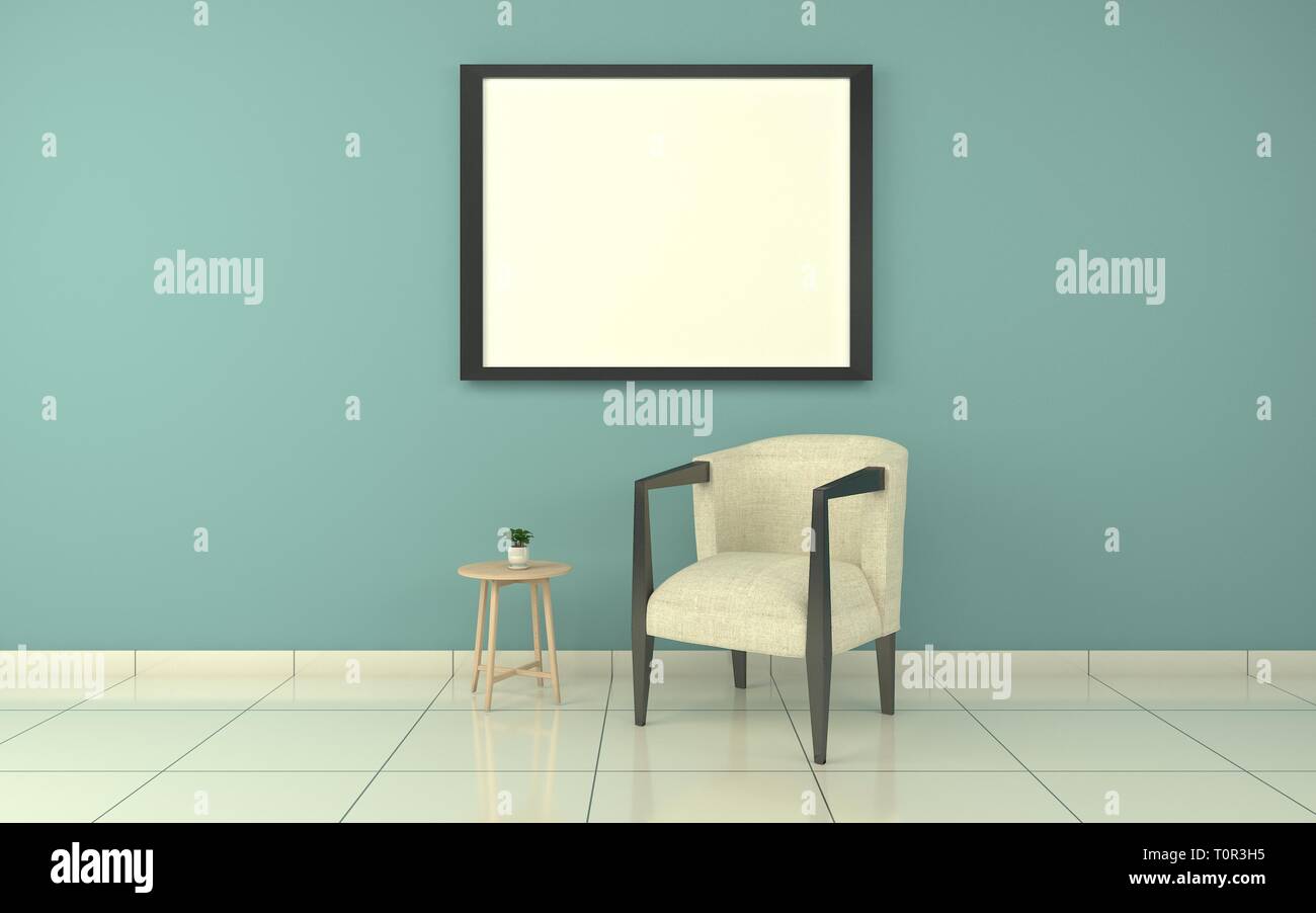Realistische Mockup von Wohnzimmer Inerior Stockfoto