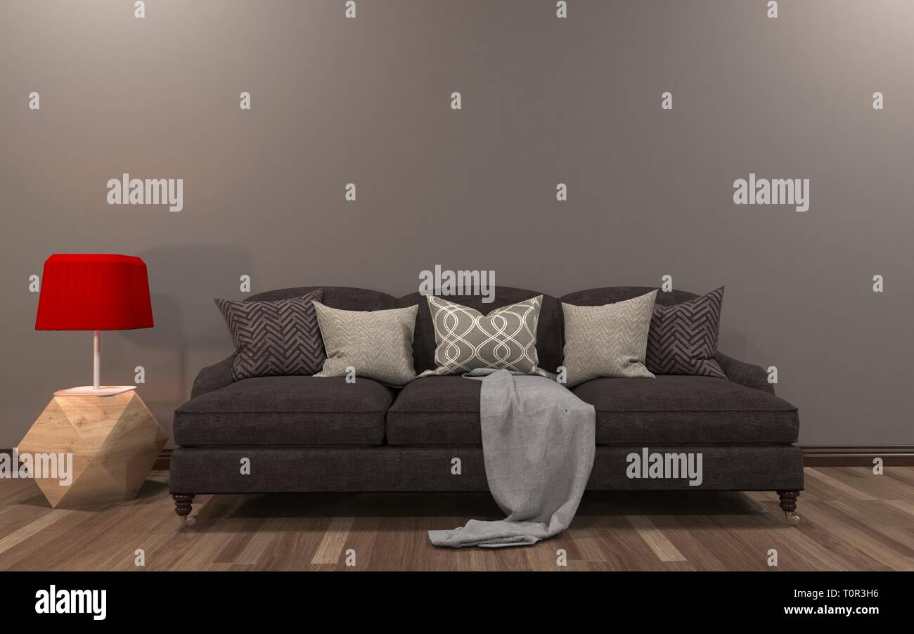 Realistische Mockup von Wohnzimmer Inerior Stockfoto