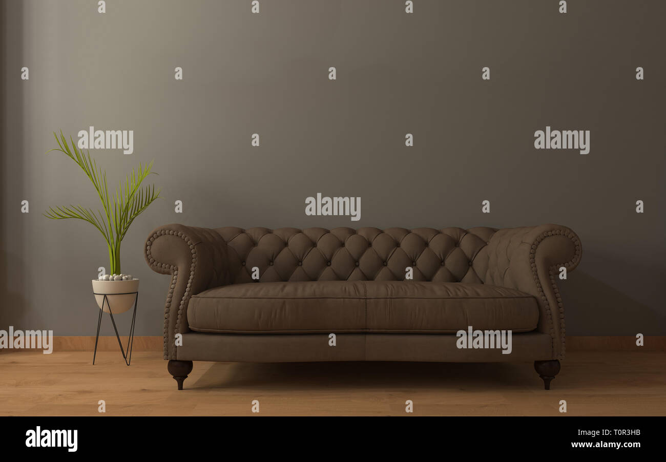 Realistische Mockup von Wohnzimmer Inerior Stockfoto