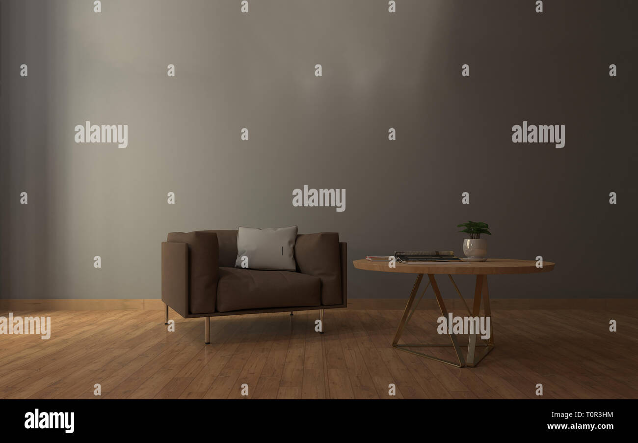 Realistische Mockup von Wohnzimmer Inerior Stockfoto