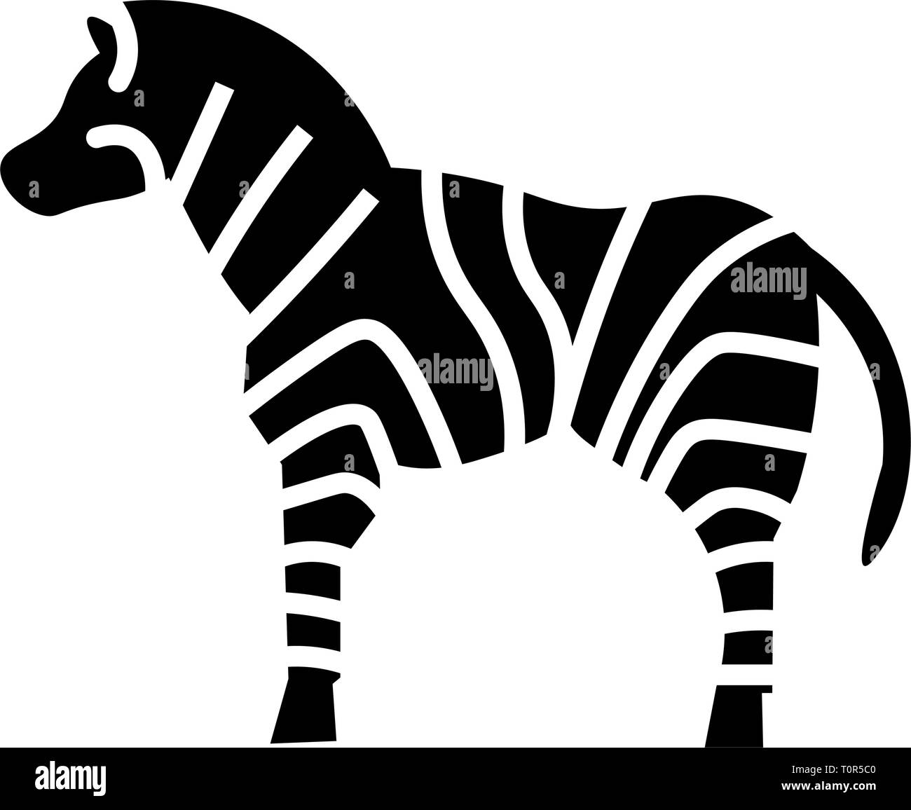 Dieser Vektor Bild zeigt einen schönen afrikanischen Zebra mit Streifen in Glyph icon Stil. Stock Vektor