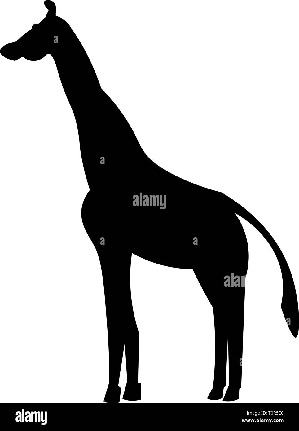 Dieser Vektor Bild zeigt eine stehende afrikanische Giraffe in Glyph Icon Design. Es ist auf einem weißen Hintergrund. Stock Vektor