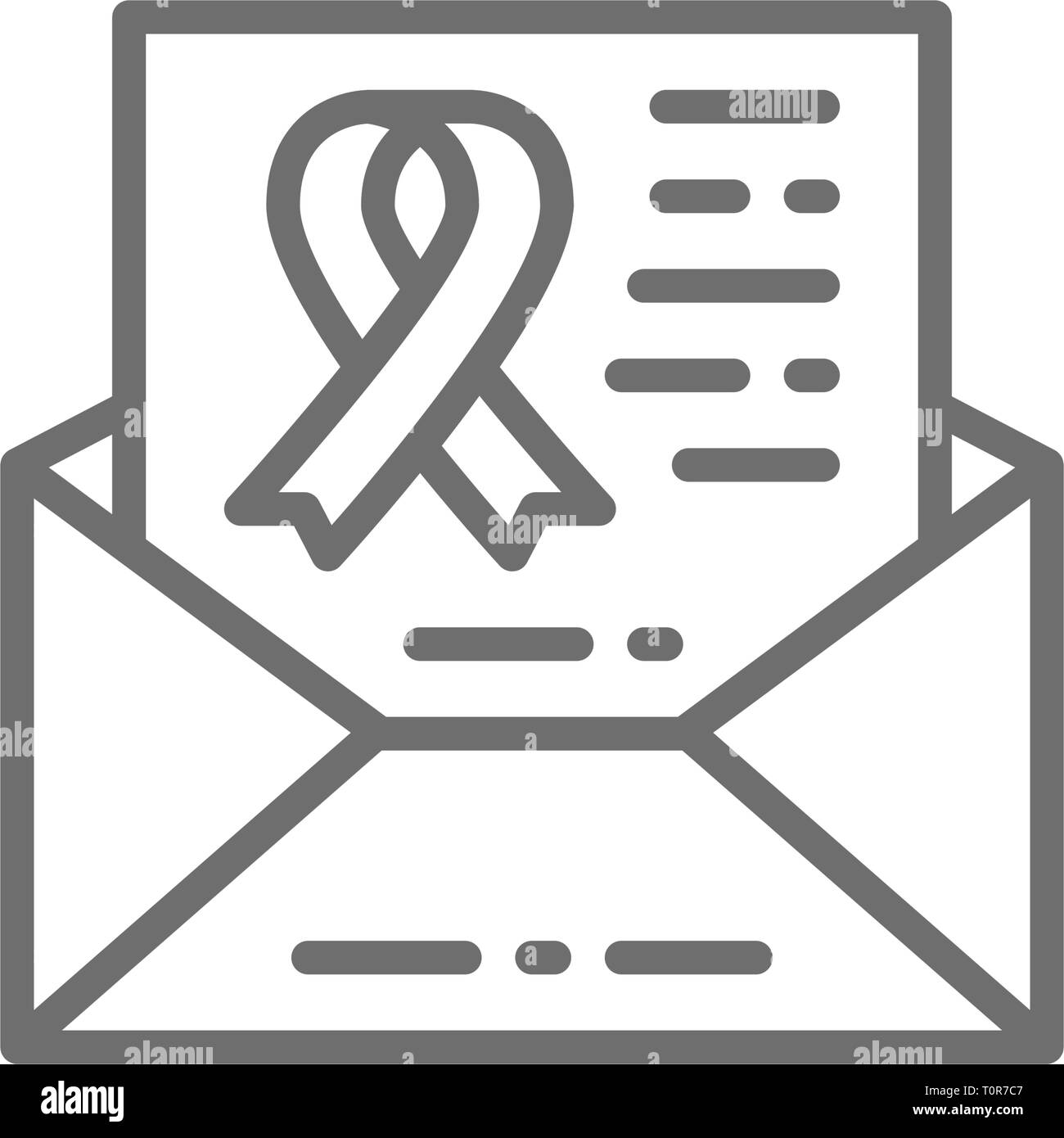 Brief mit awareness Ribbon, Organe Transplantation und Spende, Krebs, Ehrenamt, liebe Symbol Leitung. Stock Vektor