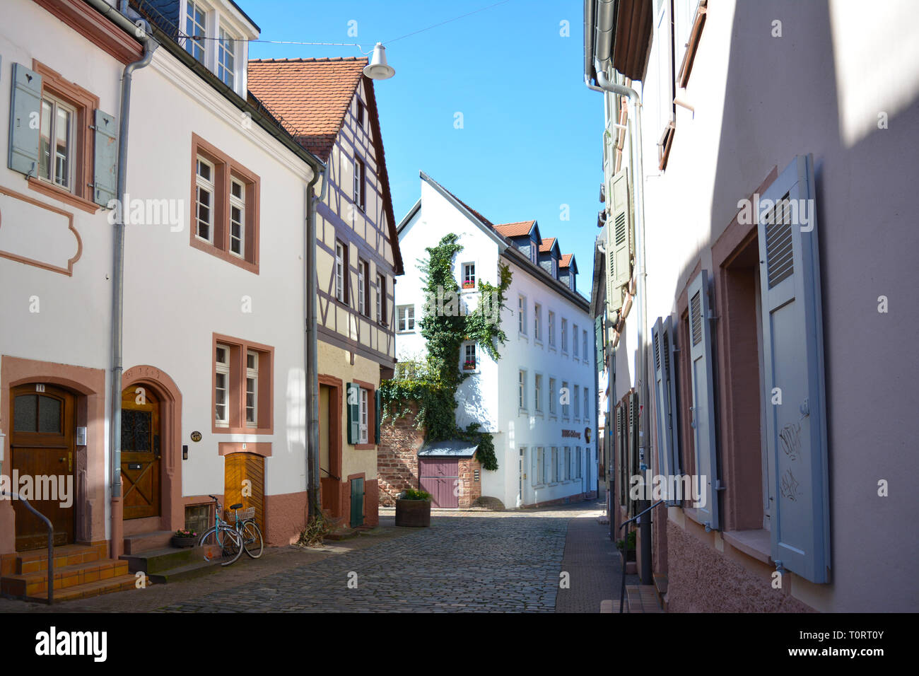 Seitenstraße der historischen Stadtzentrum in Heidelberg, Deutschland Stockfoto