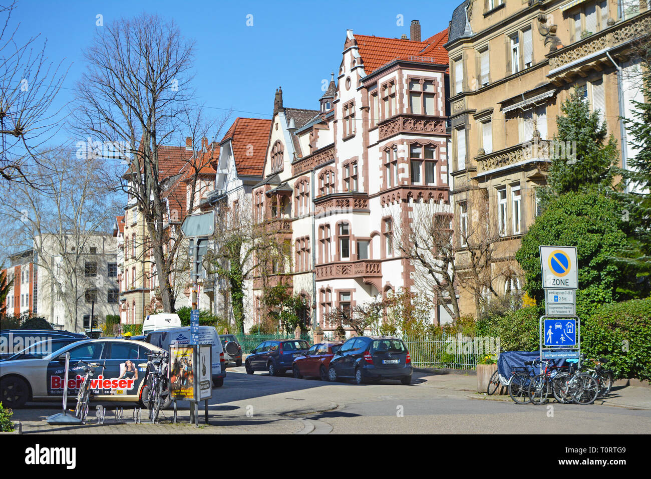 Alte historische Gebäude im europäischen Stil in den westlichen Teil der Stadt Heidelberg in Deutschland Stockfoto