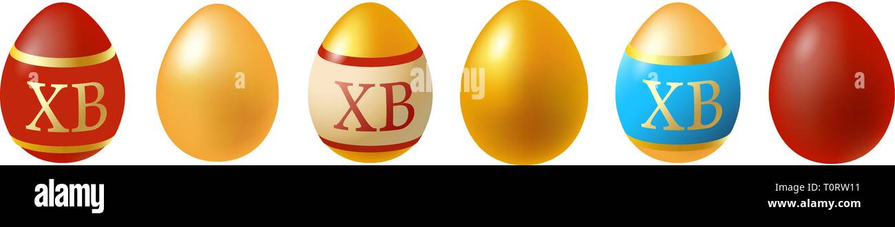 Frohe Ostern. Einstellen der Ostereier. Frühling Urlaub. Vector Illustration der Ostereier Collection auf einem weißen Hintergrund. EPS 10. Stock Vektor
