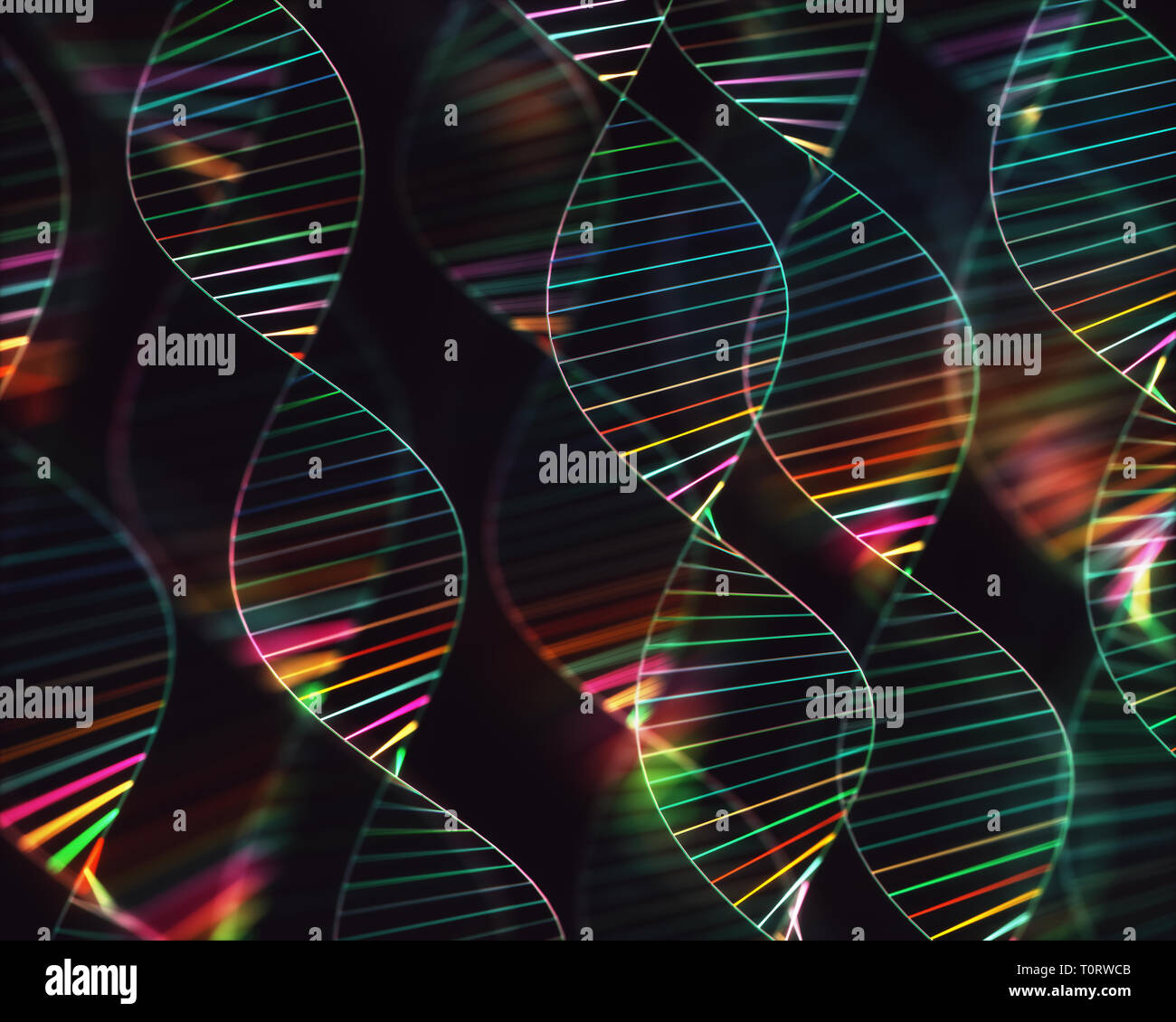 Bild von den genetischen Code der DNA. Konzept Bild für den Einsatz als Hintergrund. Farbige 3D-Darstellung. Stockfoto
