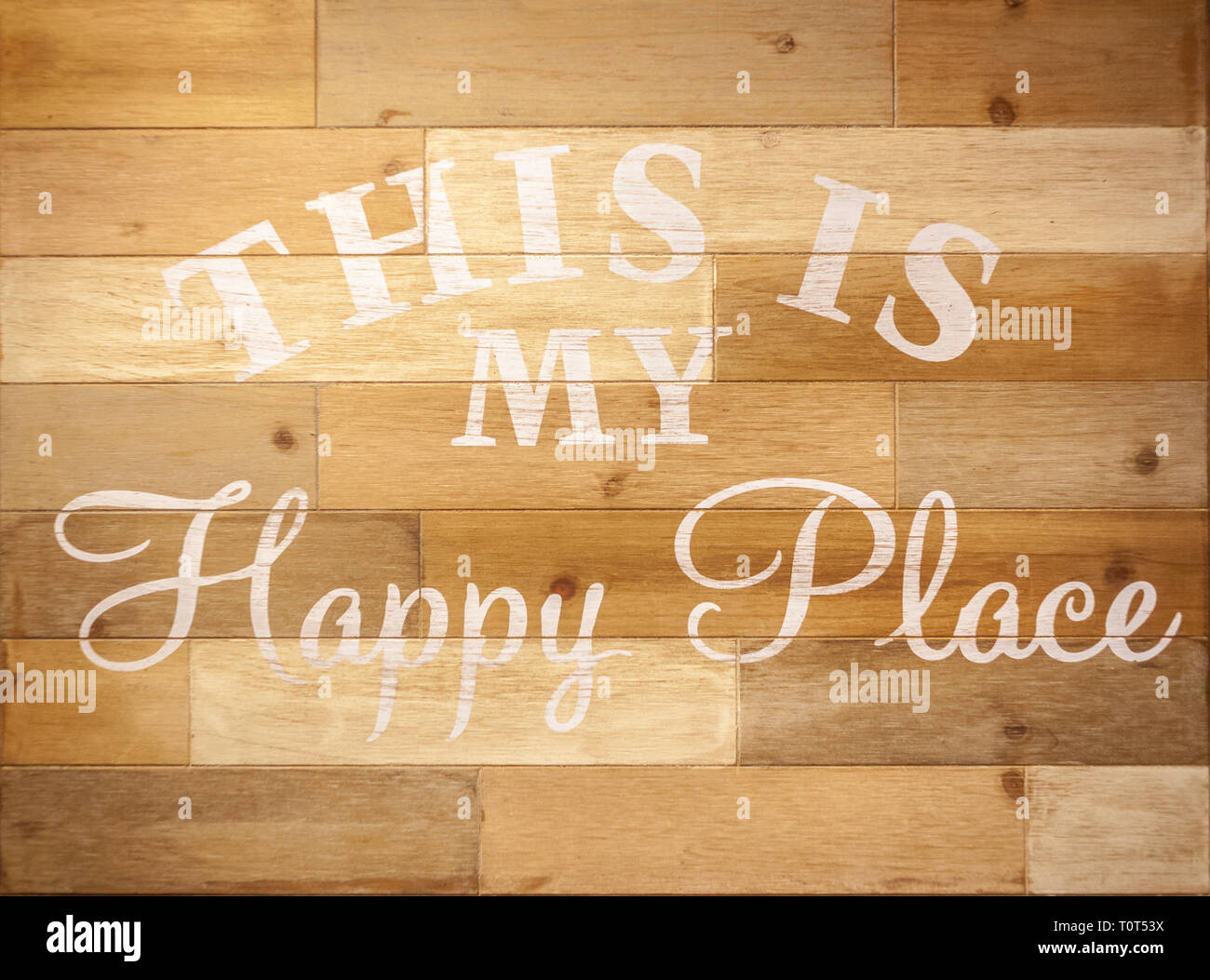Das ist mein glücklicher Ort - Holz Anmelden Happy Place - Bild Stockfoto