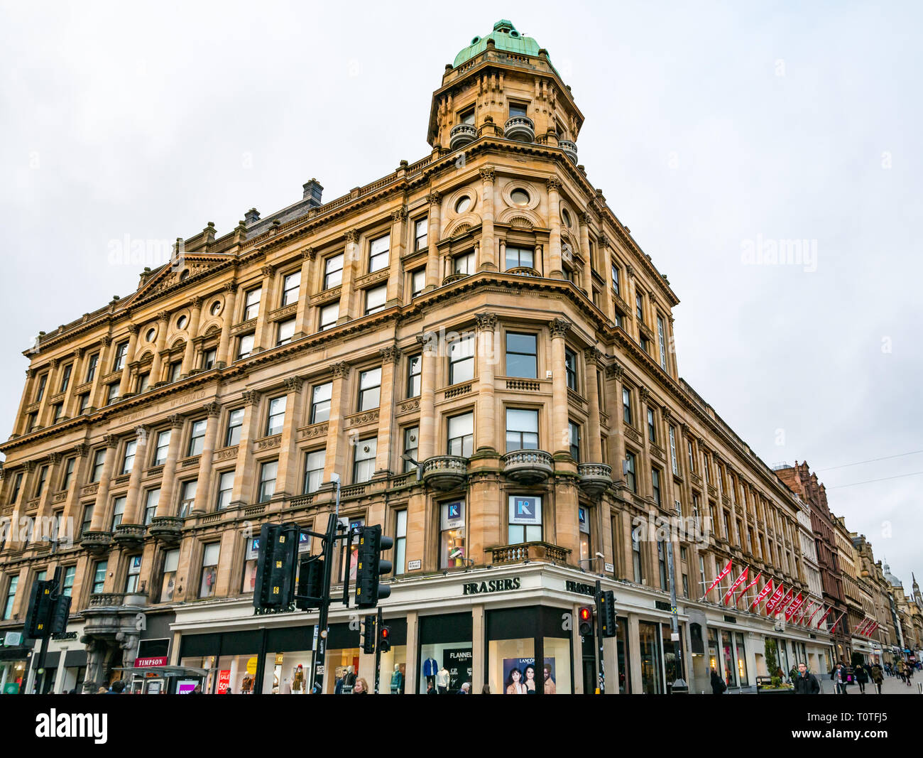 Viktorianisches Gebäude der Frasers Kaufhaus, Ecke von Buchanan und Argyle Street, Glasgow, Schottland, Großbritannien Stockfoto