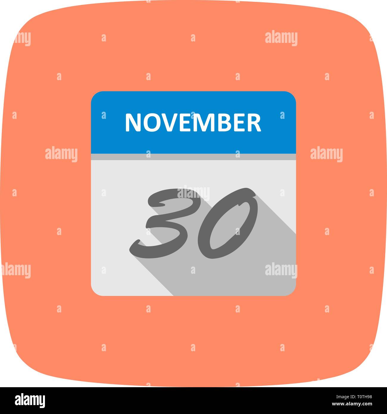 Am 30. November Datum, an einem einzigen Tag Kalender Stockfoto