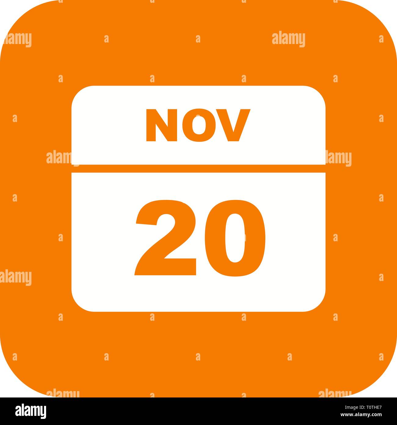 November 20 Datum an einem einzigen Tag Kalender Stockfoto