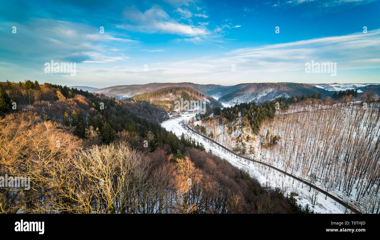 Blick auf Habelschwerdter See im Eulengebirge, Polen Stockfoto