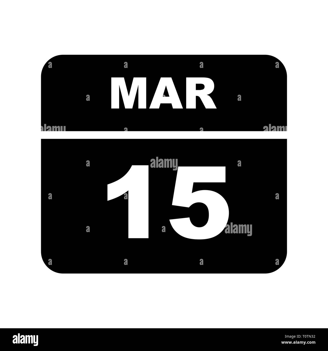 März 15 Datum an einem einzigen Tag Kalender Stockfoto