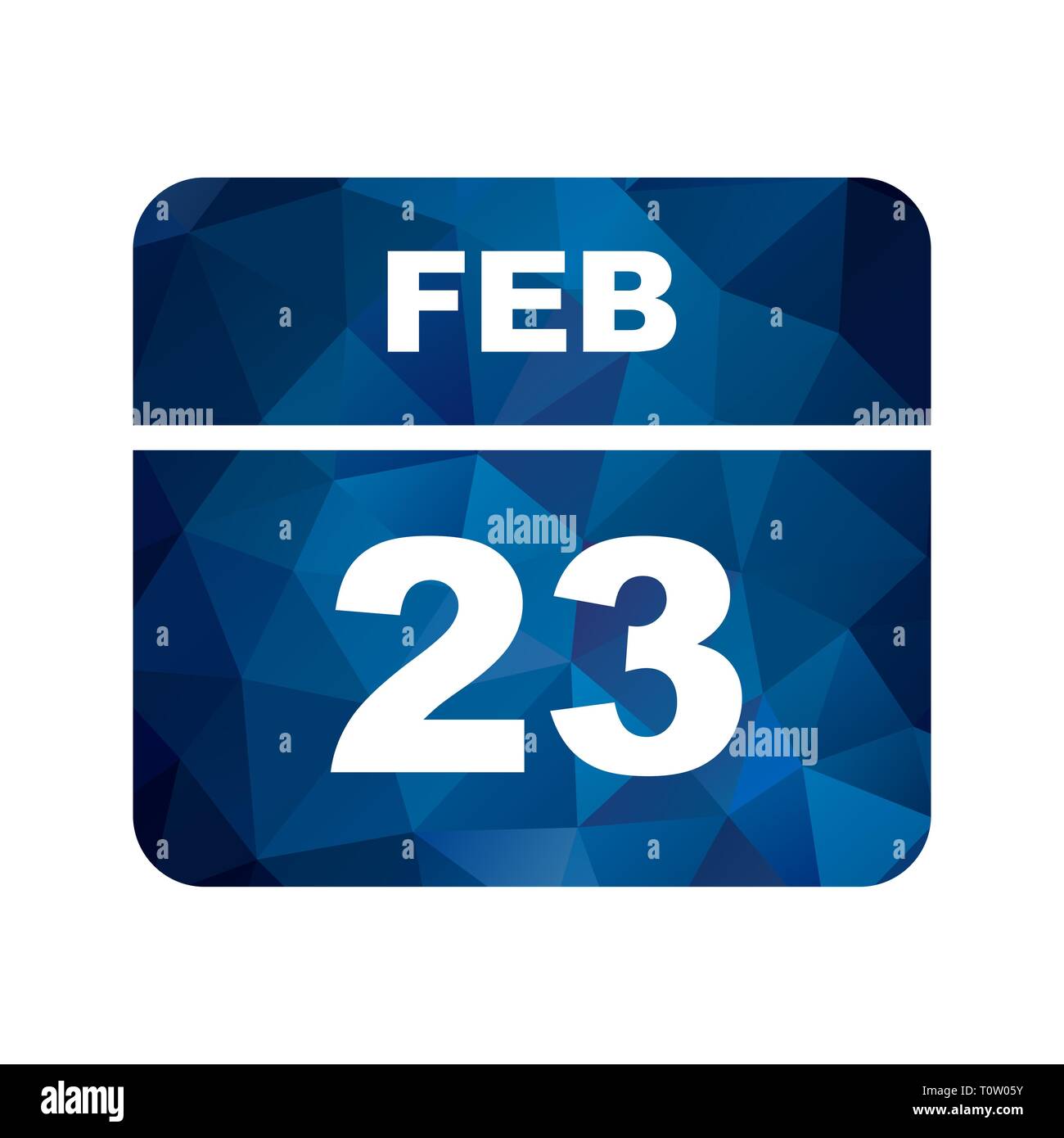 Februar 23 Datum an einem einzigen Tag Kalender Stockfoto