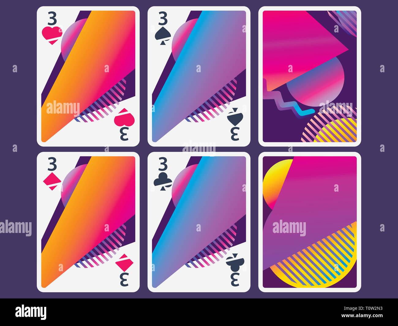 Karten im modernen Stil. Gradient Formen, geometrische Objekte. Die Rückseite der Karte. Vector Illustration Stock Vektor