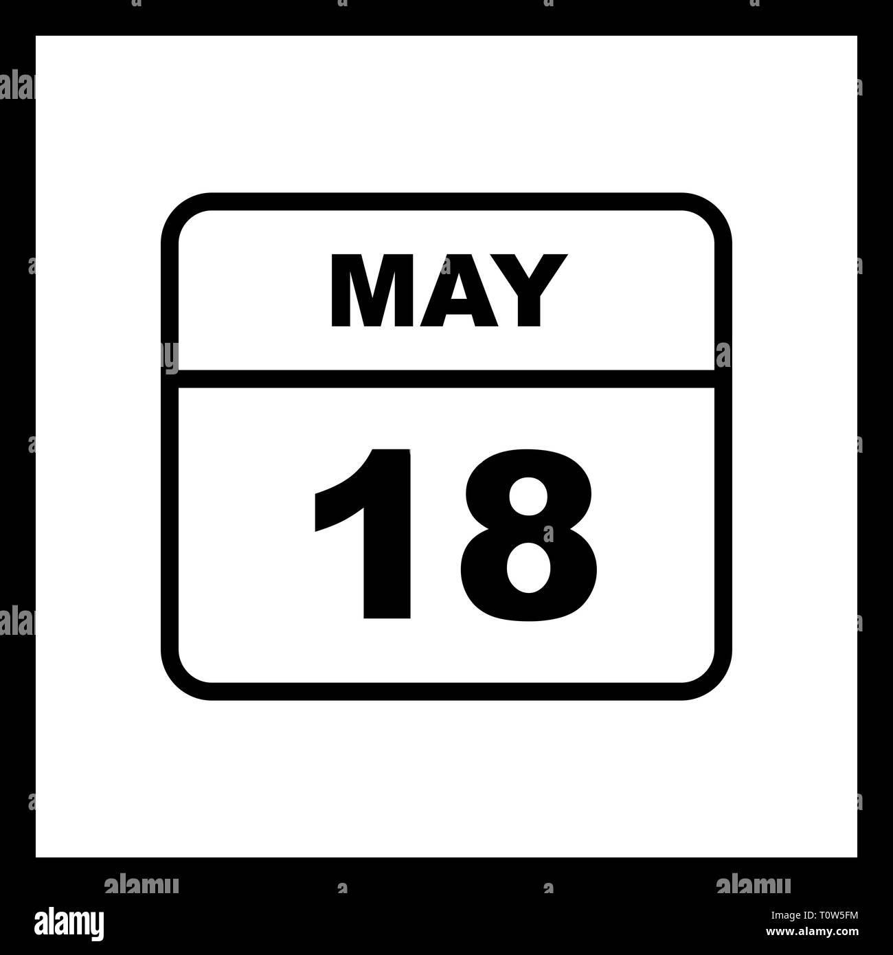 18. Mai Datum, an einem einzigen Tag Kalender Stockfoto