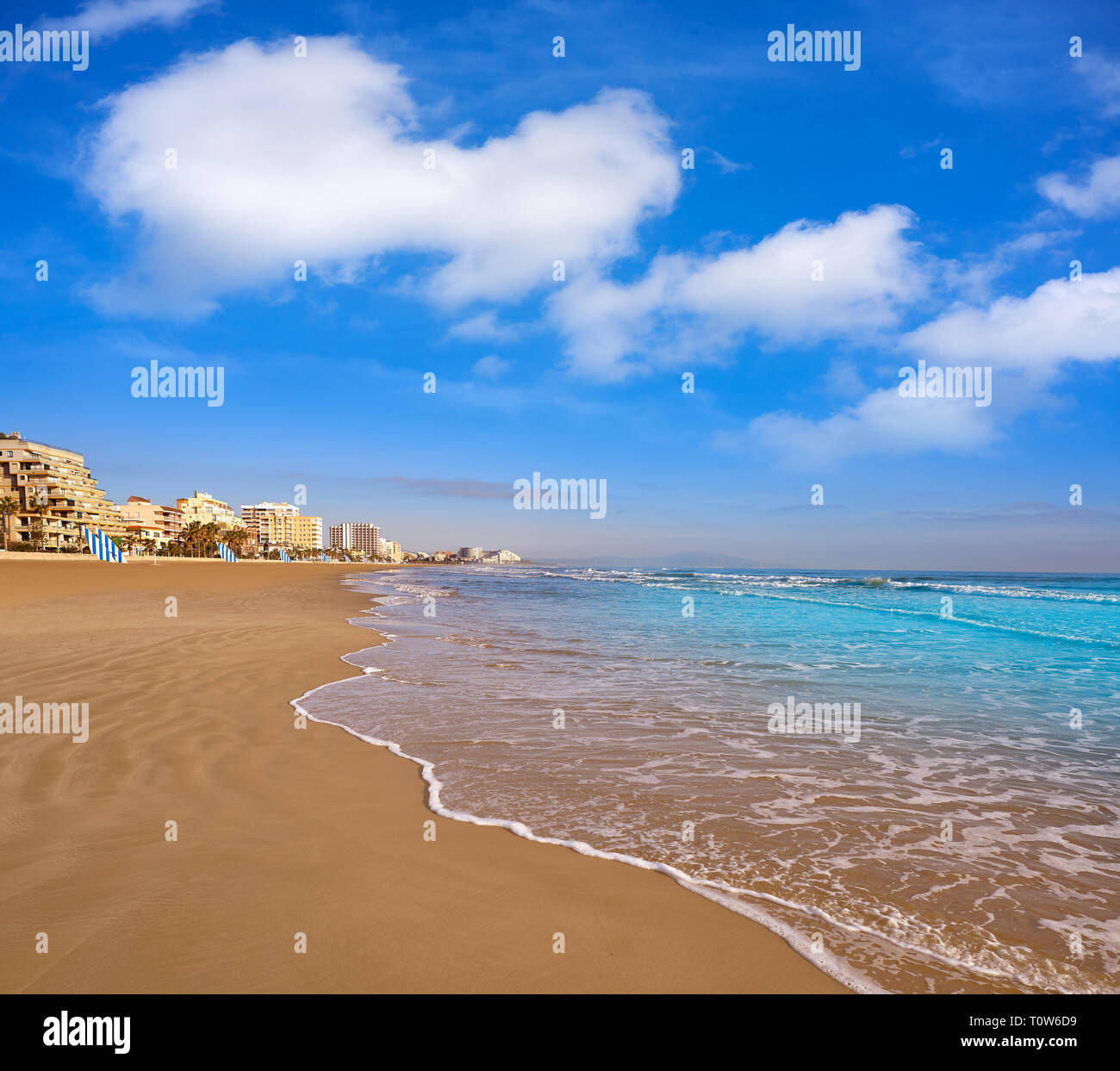 Playa Morro de Gos Strand in Oropesa del Mar, Castellon, Spanien Stockfoto