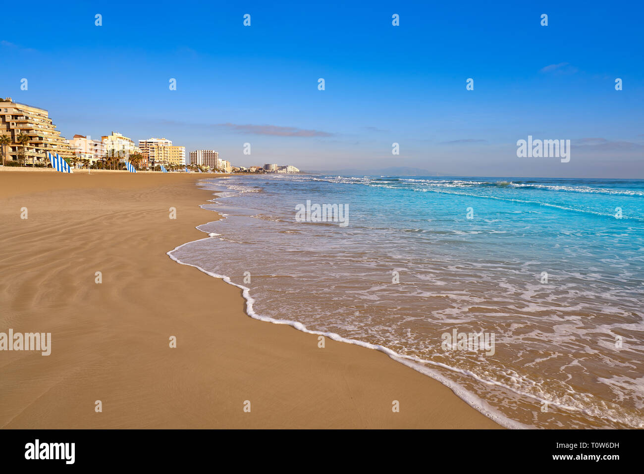 Playa Morro de Gos Strand in Oropesa del Mar, Castellon, Spanien Stockfoto